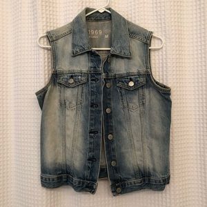 GAP distressed stone washed denim vest